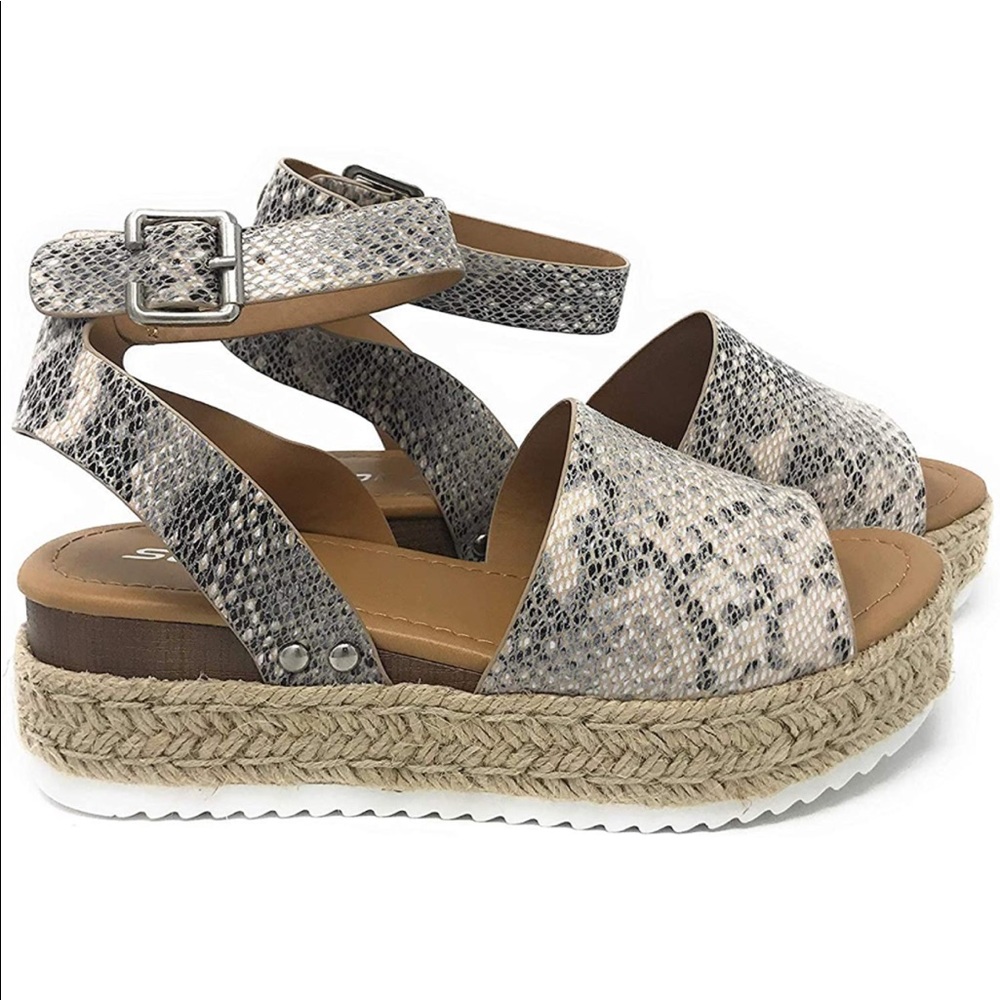 Snakeskin Flatform Espadrilles - Picture 1 of 6